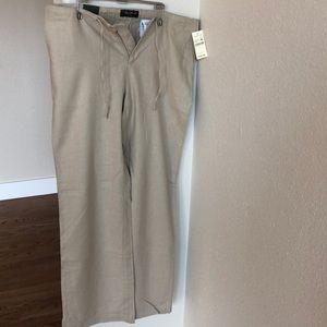 Tan linen Eddie Bauer wide leg pants